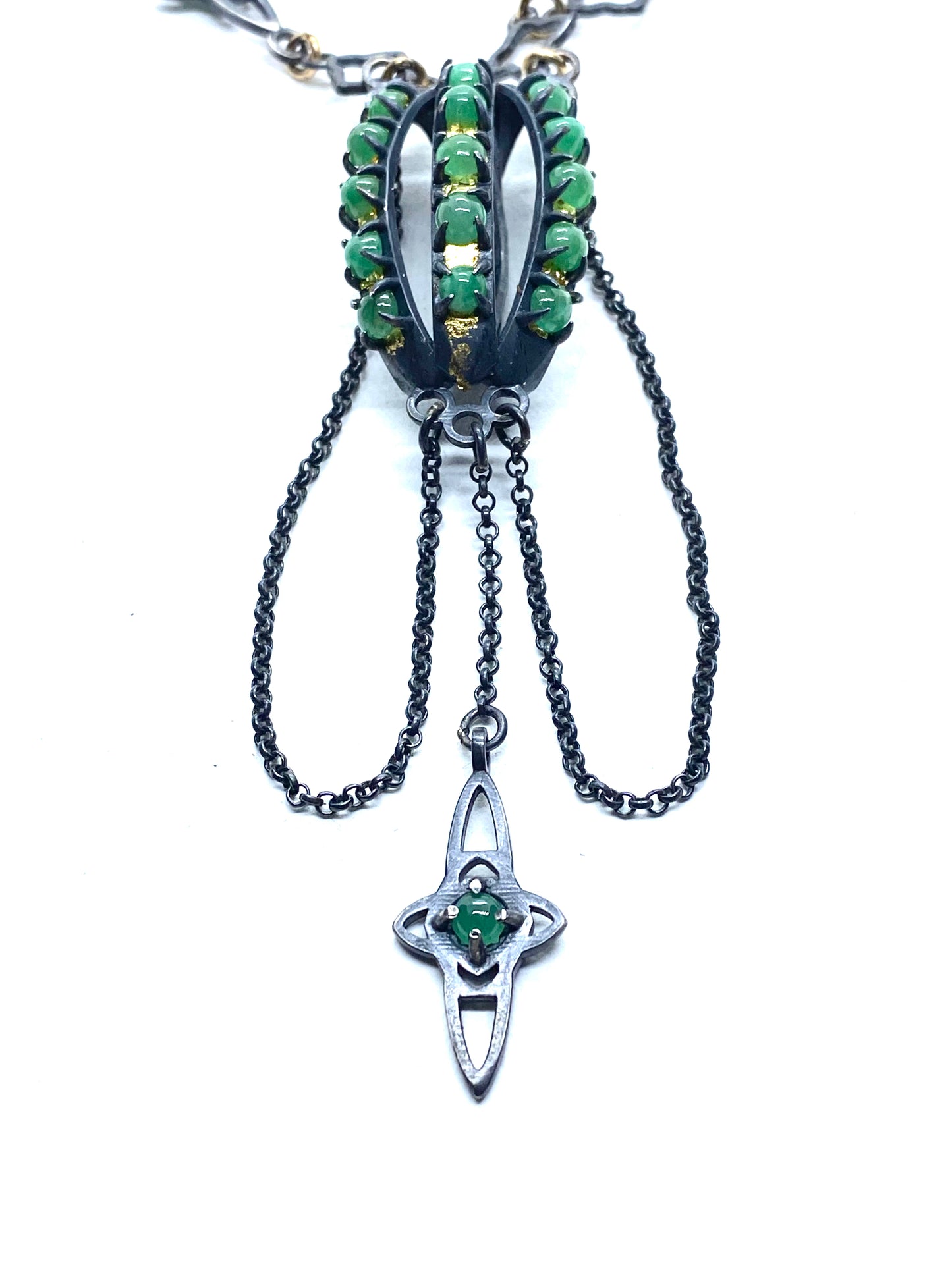 Emerald Amulet Necklace in Sterling Silver