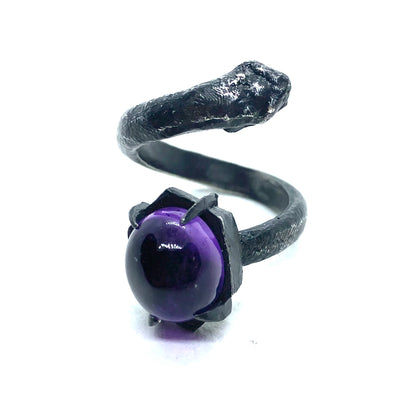 Serpent’s Amethyst Ring Sterling Silver