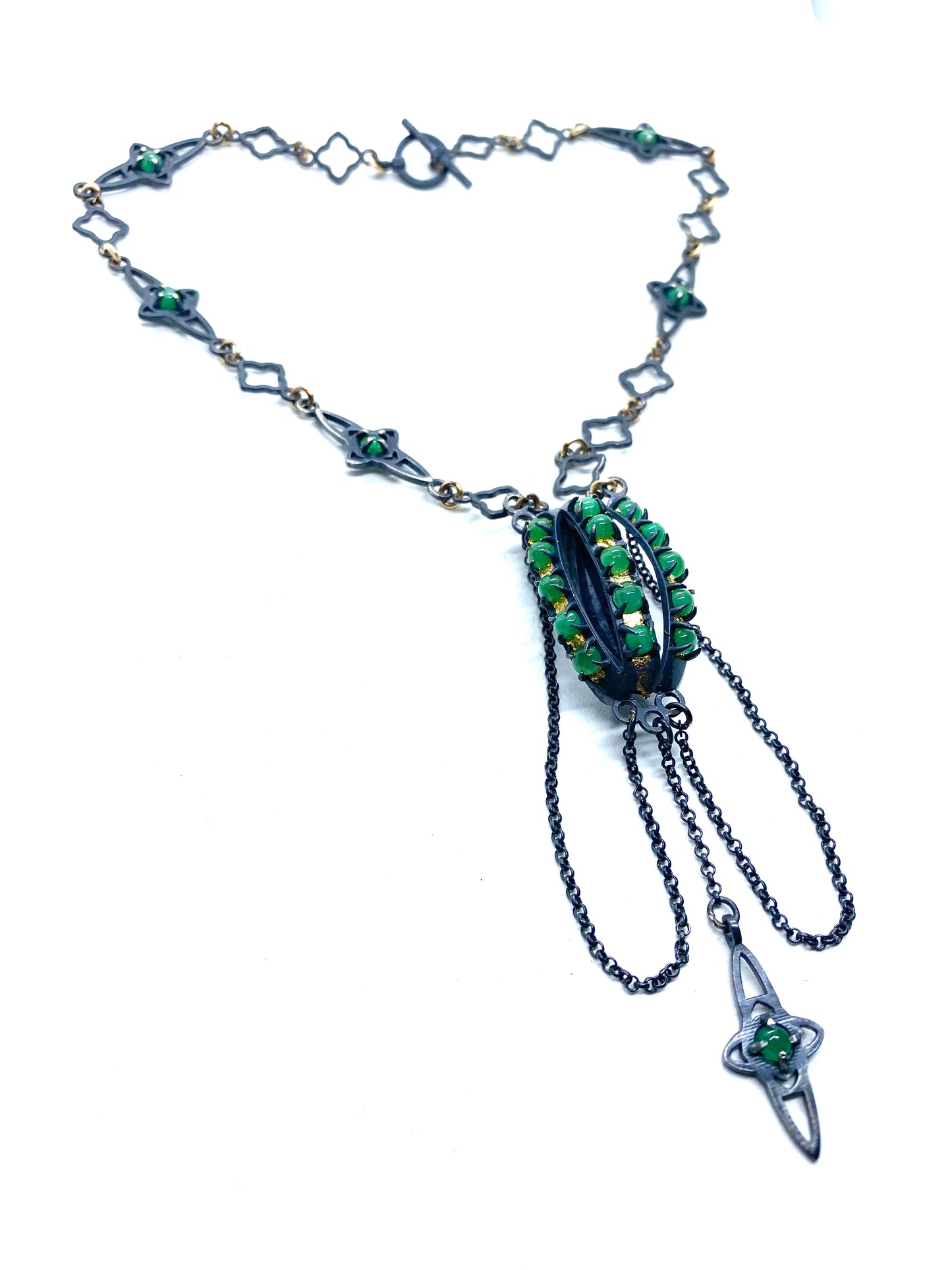 Emerald Amulet Necklace in Sterling Silver