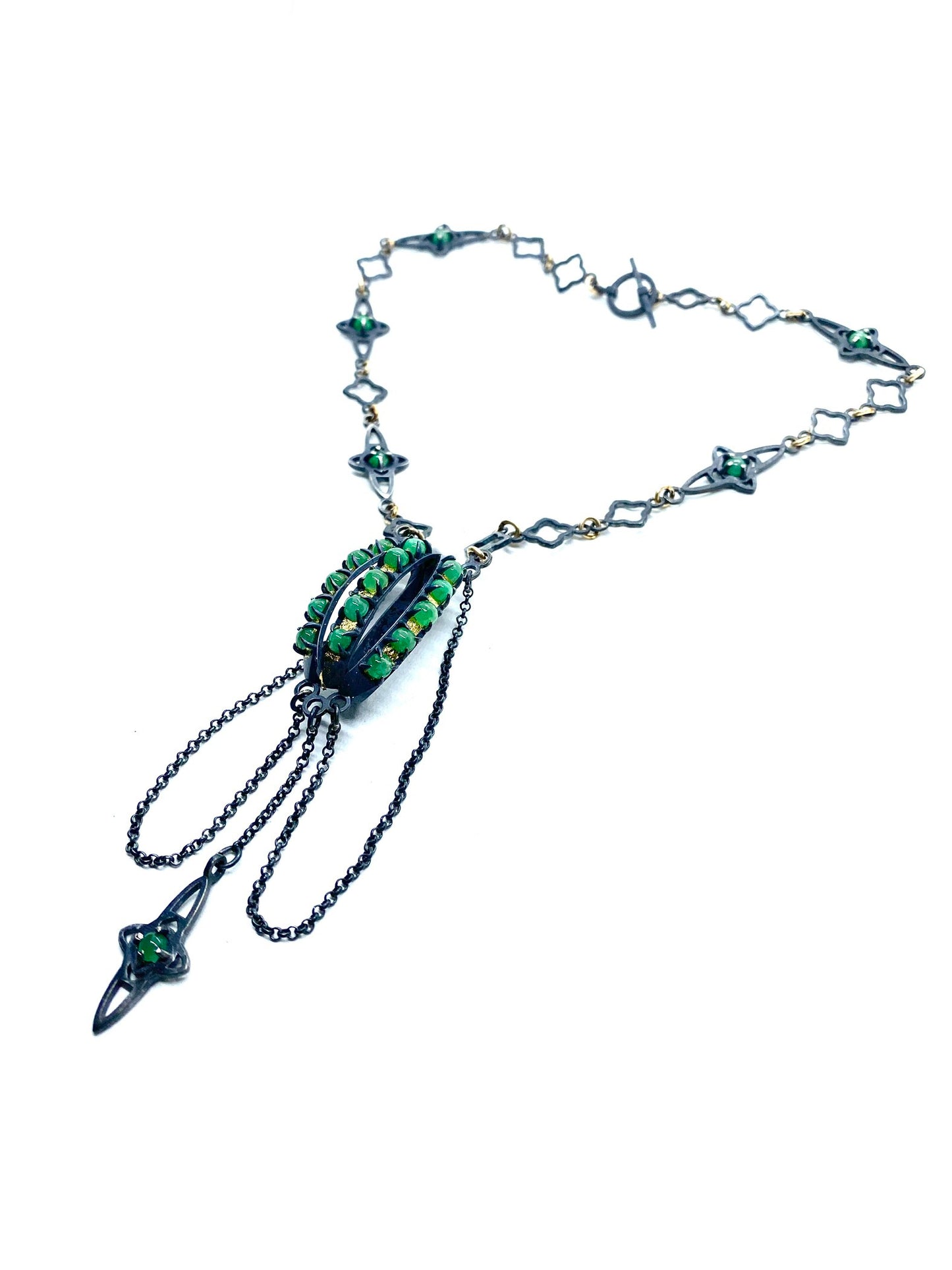 Emerald Amulet Necklace in Sterling Silver