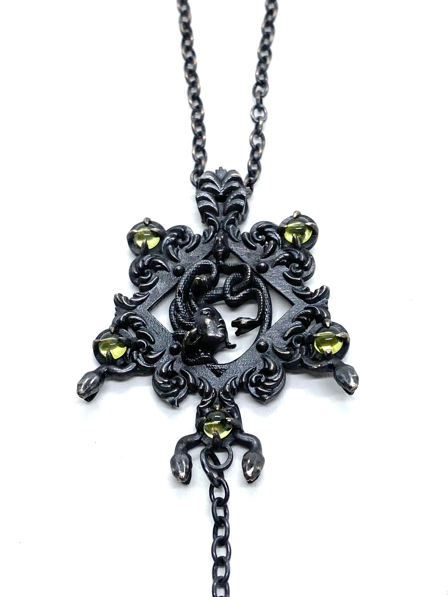 Medusa Shrine Necklace in Bronze and Peridot