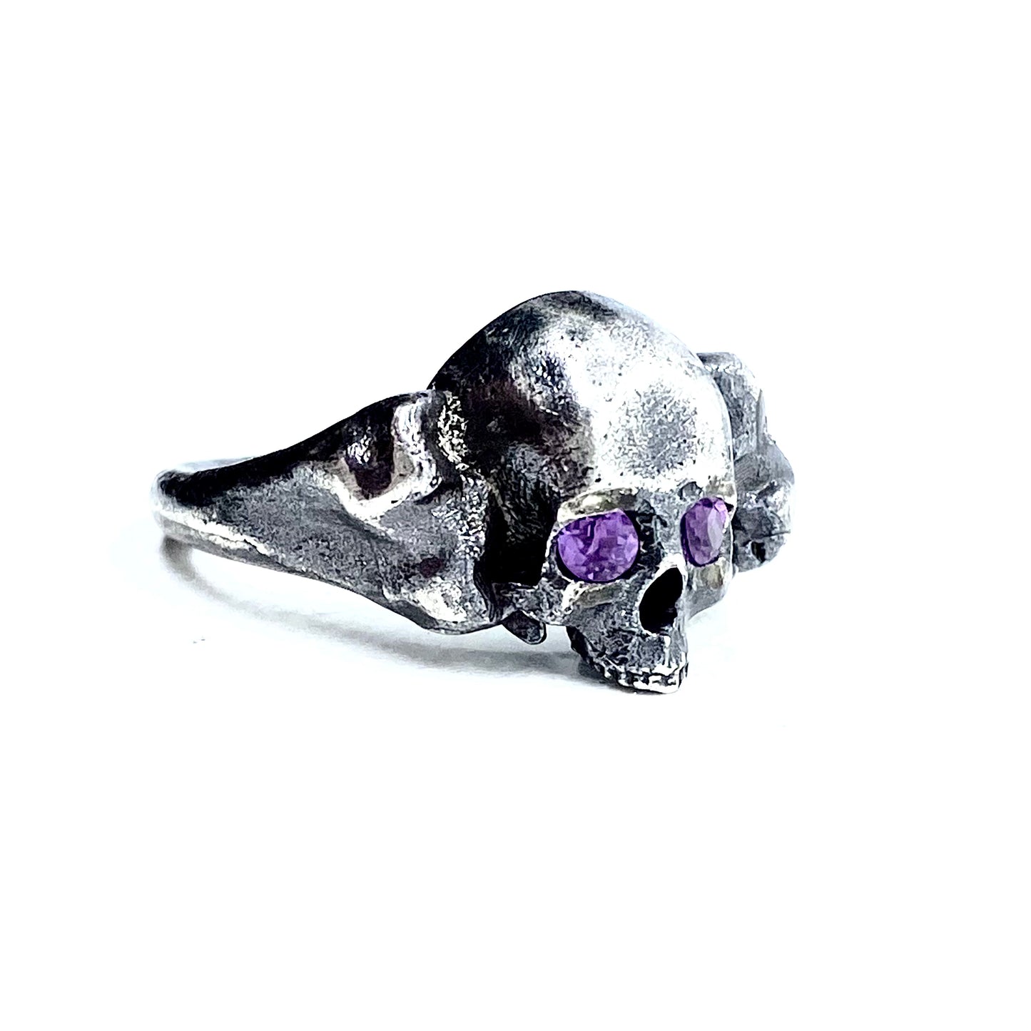 Skull and Amethyst Ring