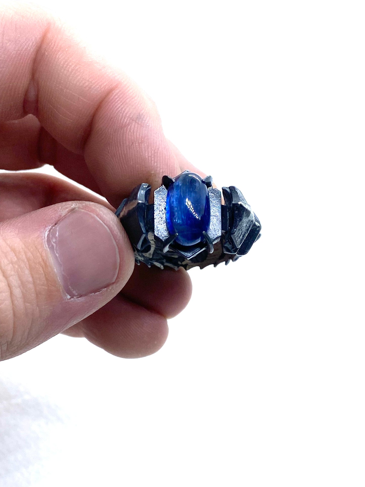 Knight Ring with Kyanite in Sterling Silver