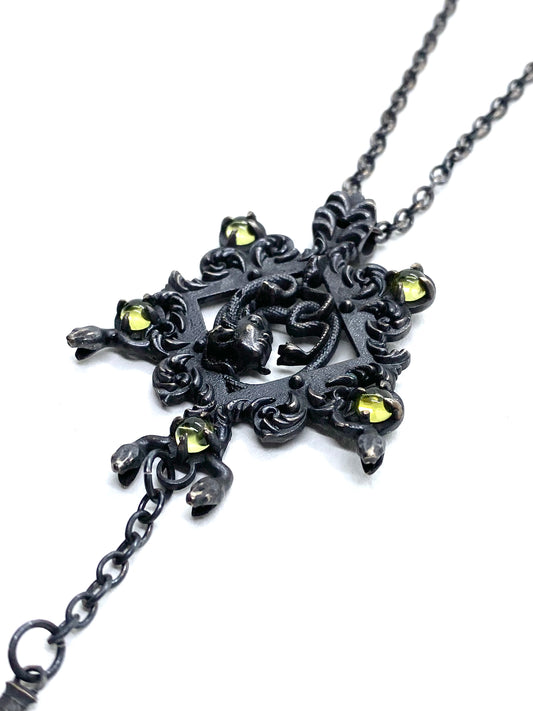 Medusa Shrine Necklace in Bronze and Peridot