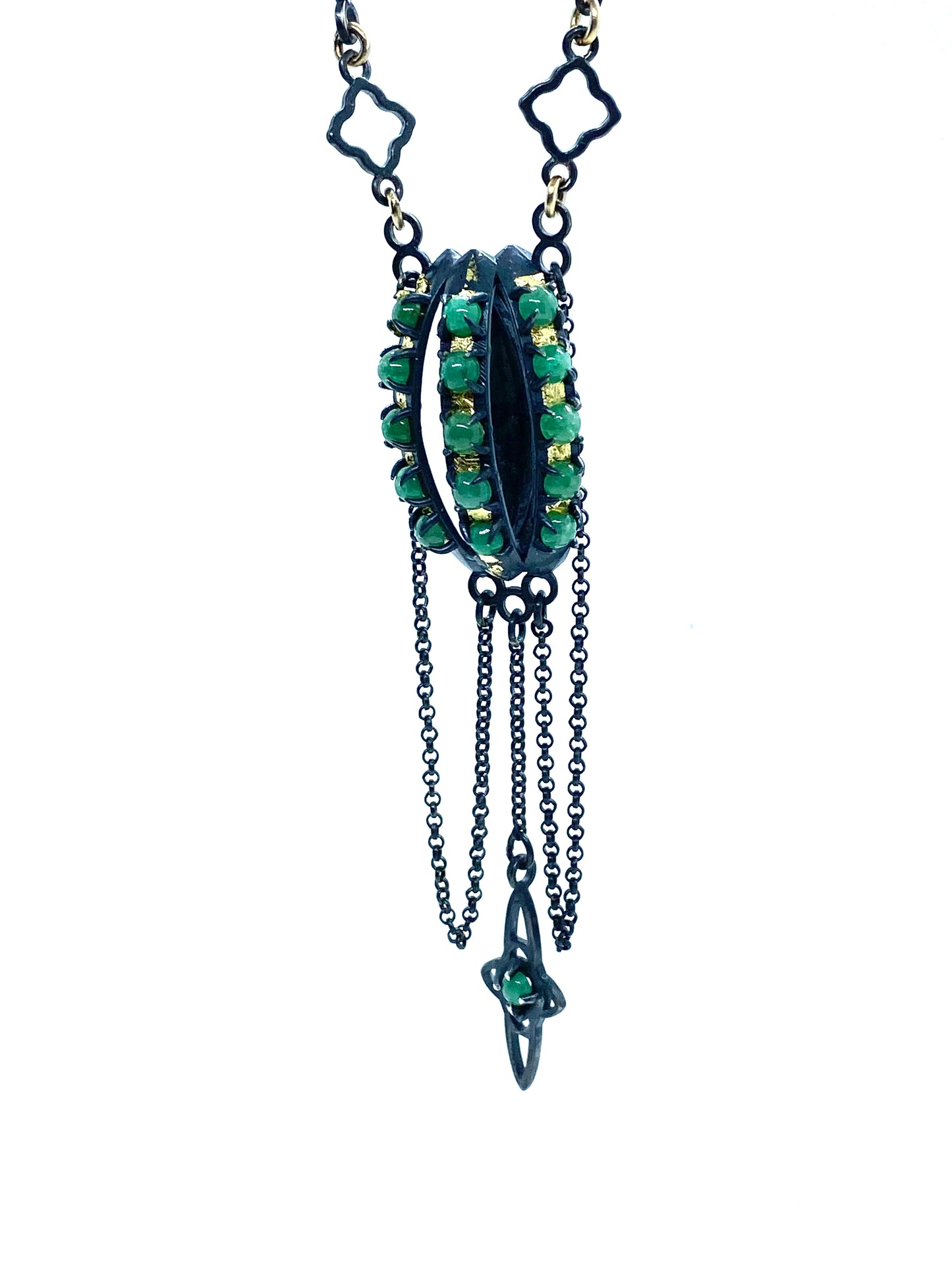 Emerald Amulet Necklace in Sterling Silver