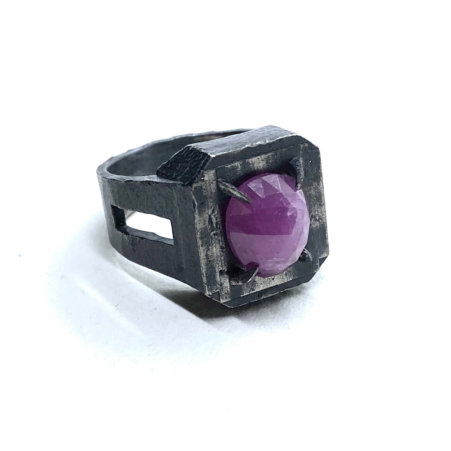 Brutalist Ruby Ring Sterling Silver