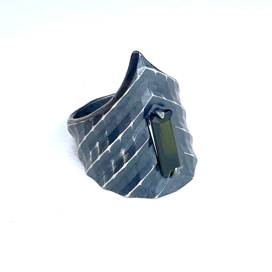 Thorn Guard’s Green Tourmaline Ring in Sterling Silver